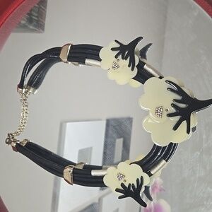 Designer Necklace leather and resin